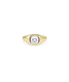 Bezel Set Solitaire Signet Ring with 2 carat diamond on bold base