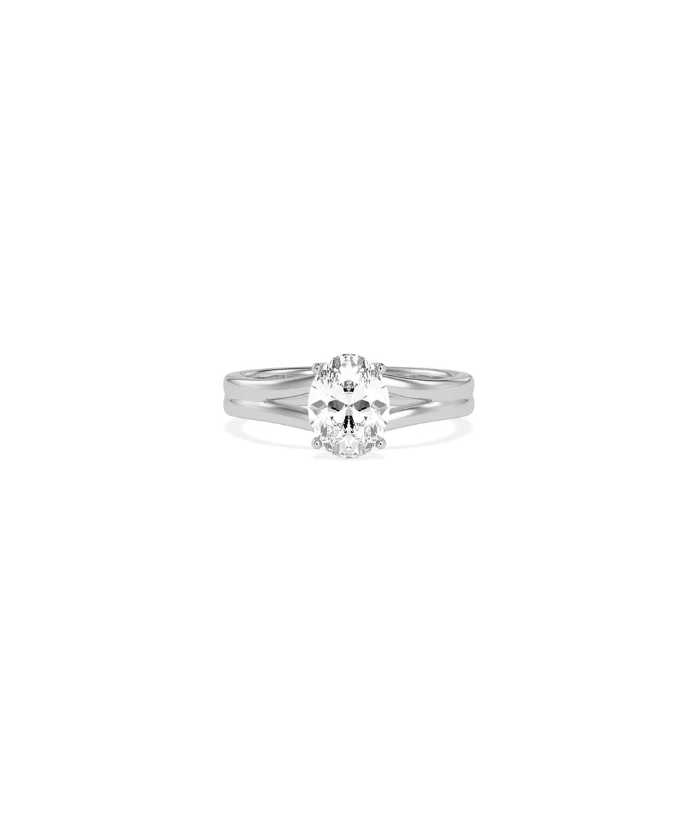 Solitaire Split Shank Ring side profile displaying elegant band design