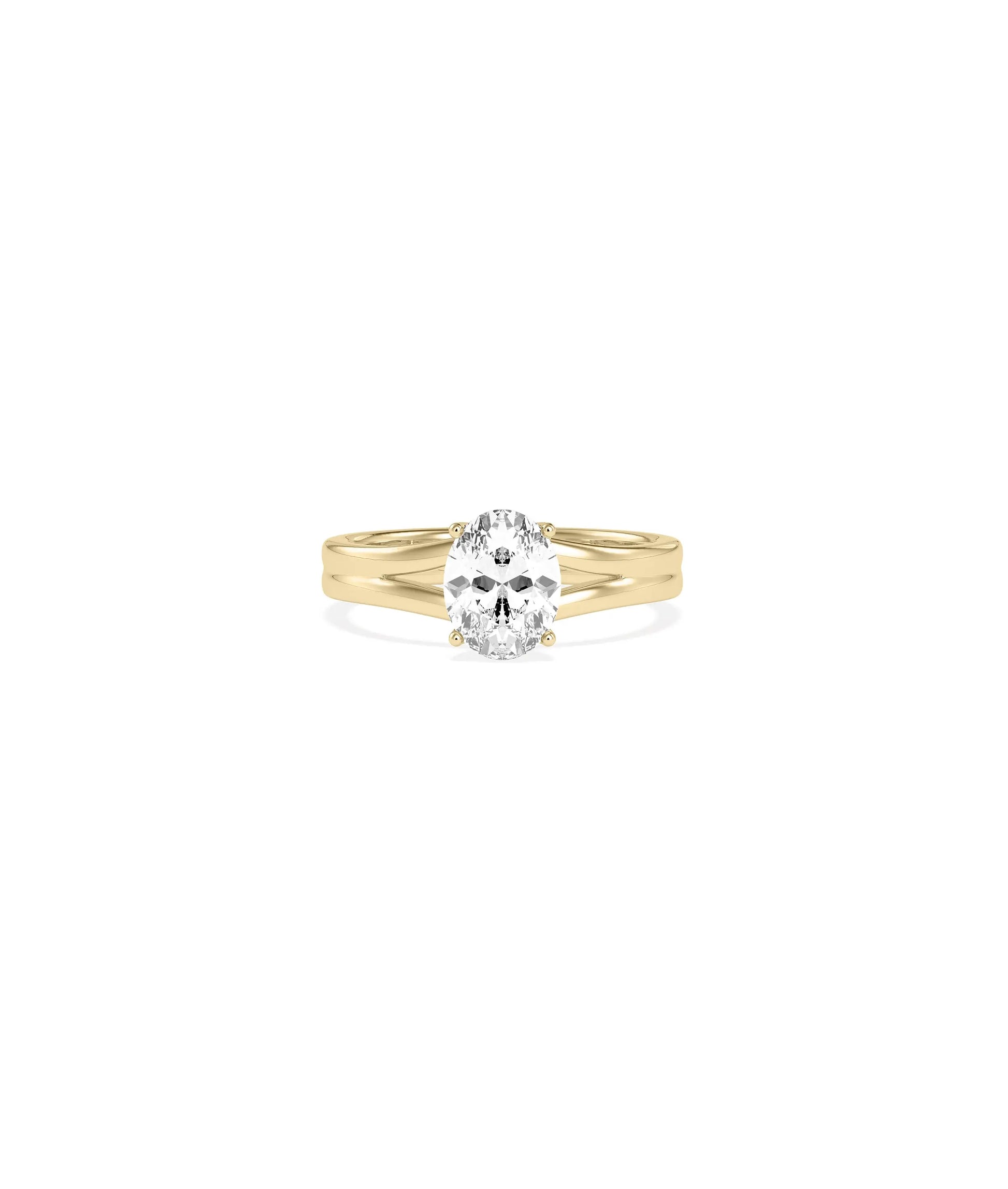 Solitaire Split Shank Ring 2 carat diamond solid gold engagement ring front view