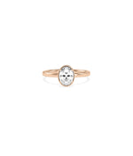 Solitaire 4 Prong Ring on hand demonstrating size and sparkle