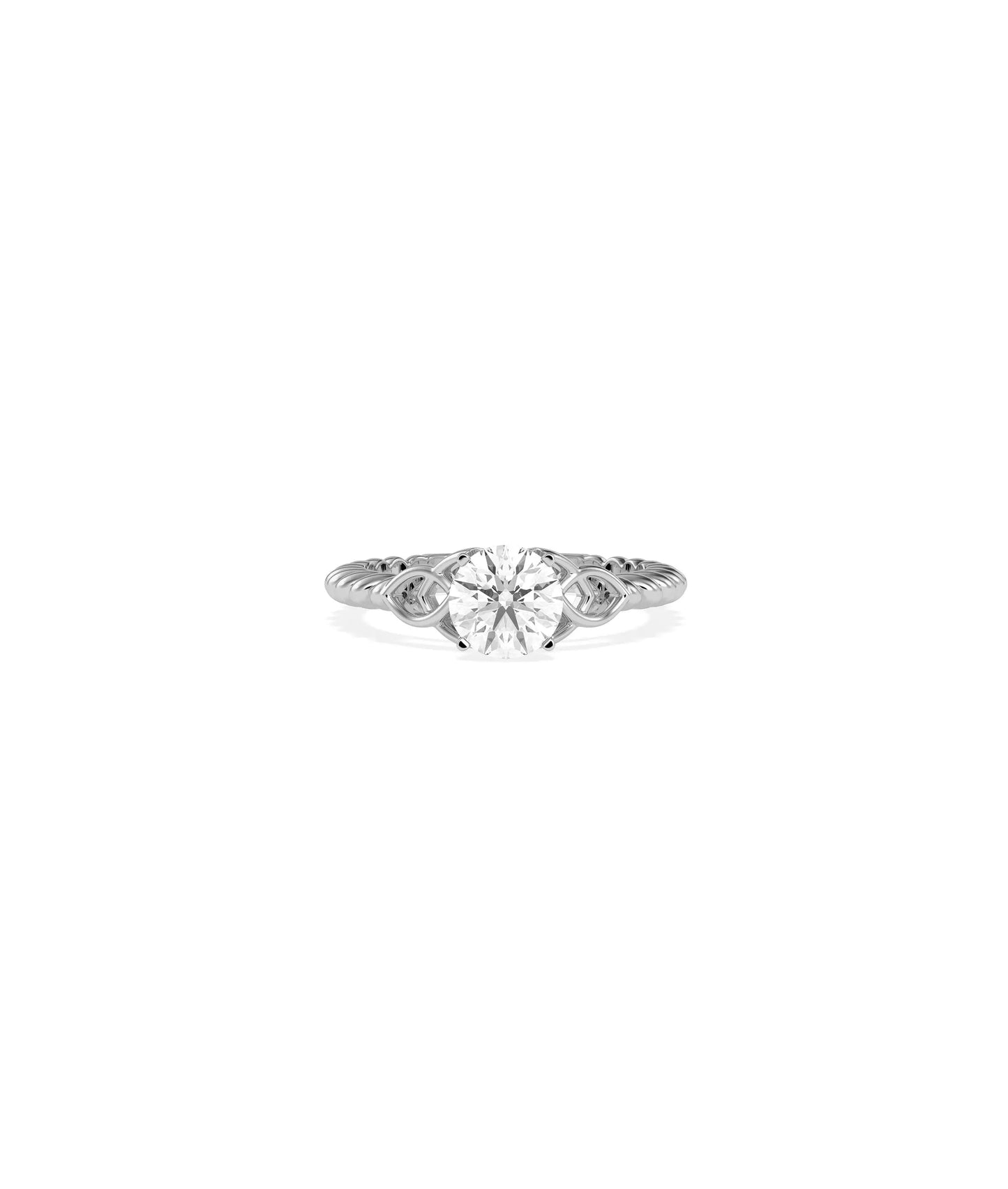 Solitaire Round Filigree Design Ring side profile displaying band details