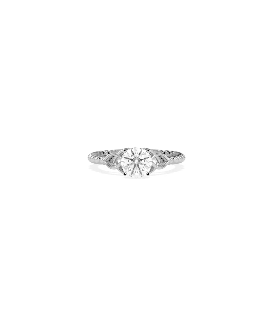 Solitaire Round Filigree Design Ring side profile displaying band details