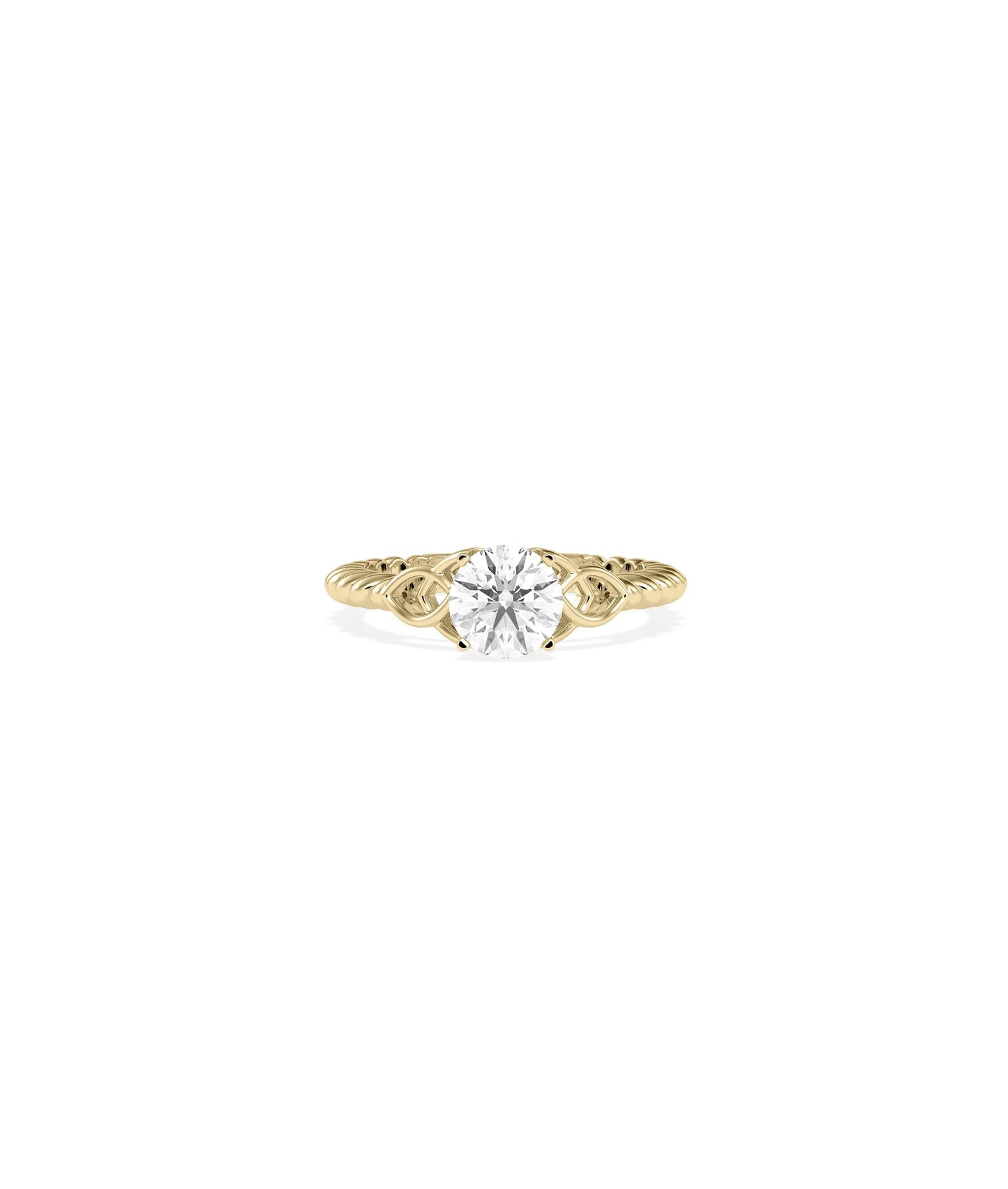 Solitaire Round Filigree Design Ring with diamond and intricate gold detailing
