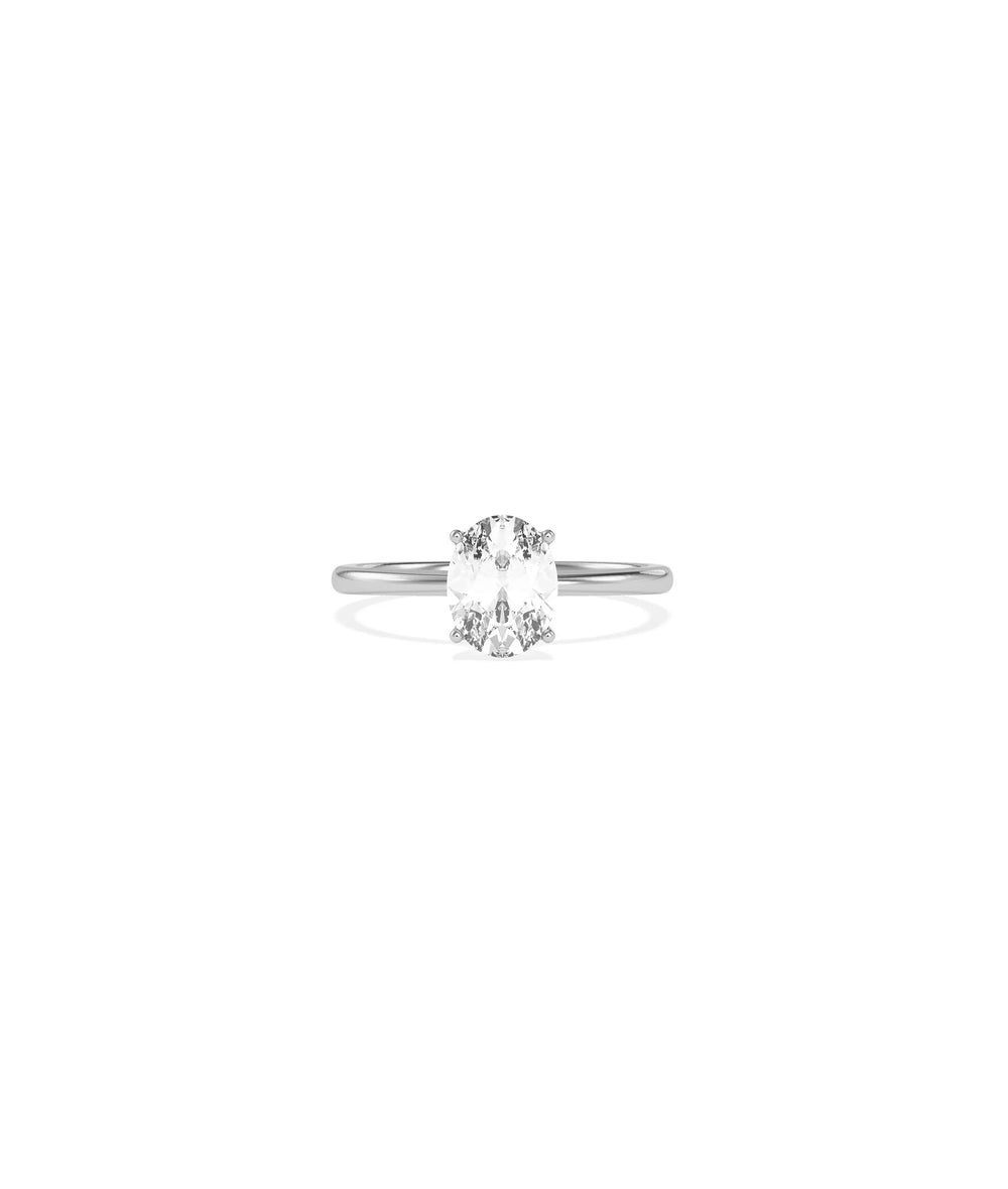 Solitaire 4 Prong Ring Classic Engagement side view elevated diamond
