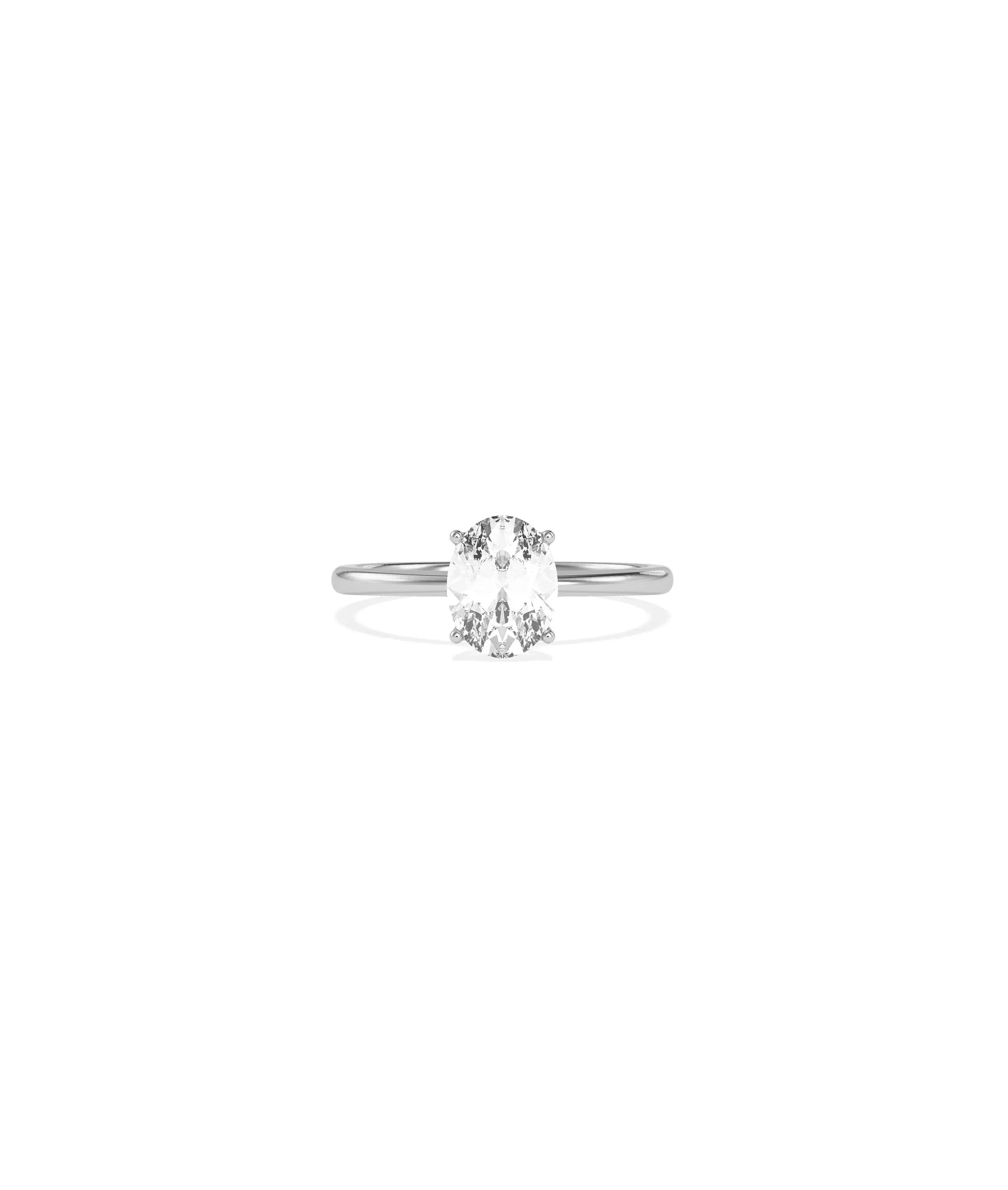 Solitaire 4 Prong Ring Classic Engagement side view elevated diamond

