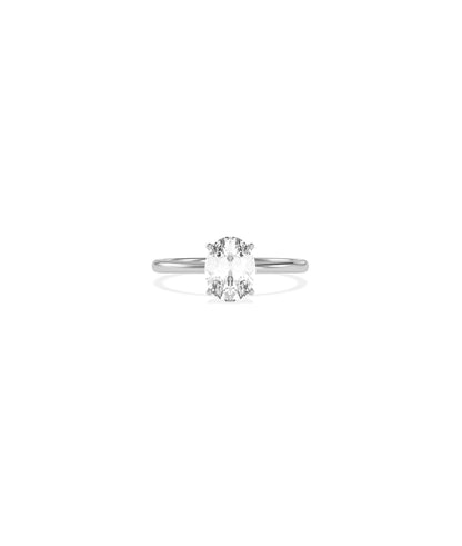 Solitaire 4 Prong Ring Classic Engagement side view elevated diamond
