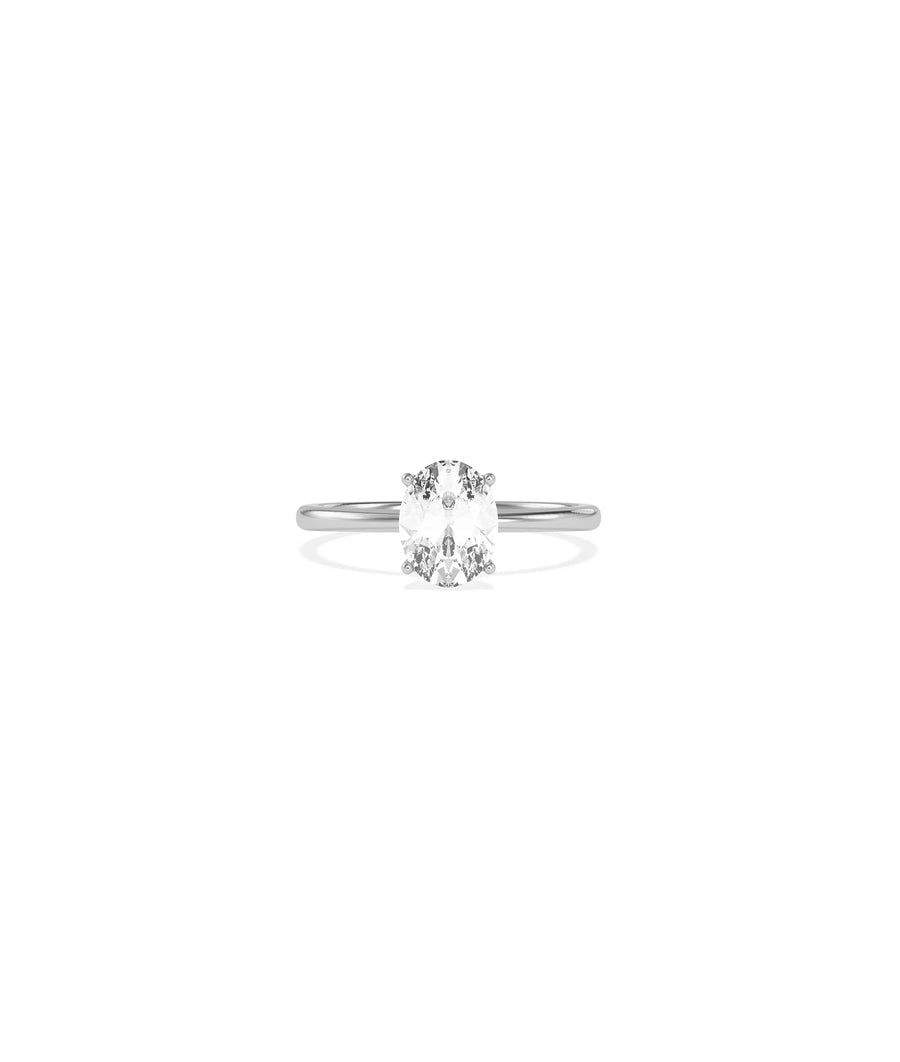 Solitaire 4 Prong Ring Classic Engagement side view elevated diamond