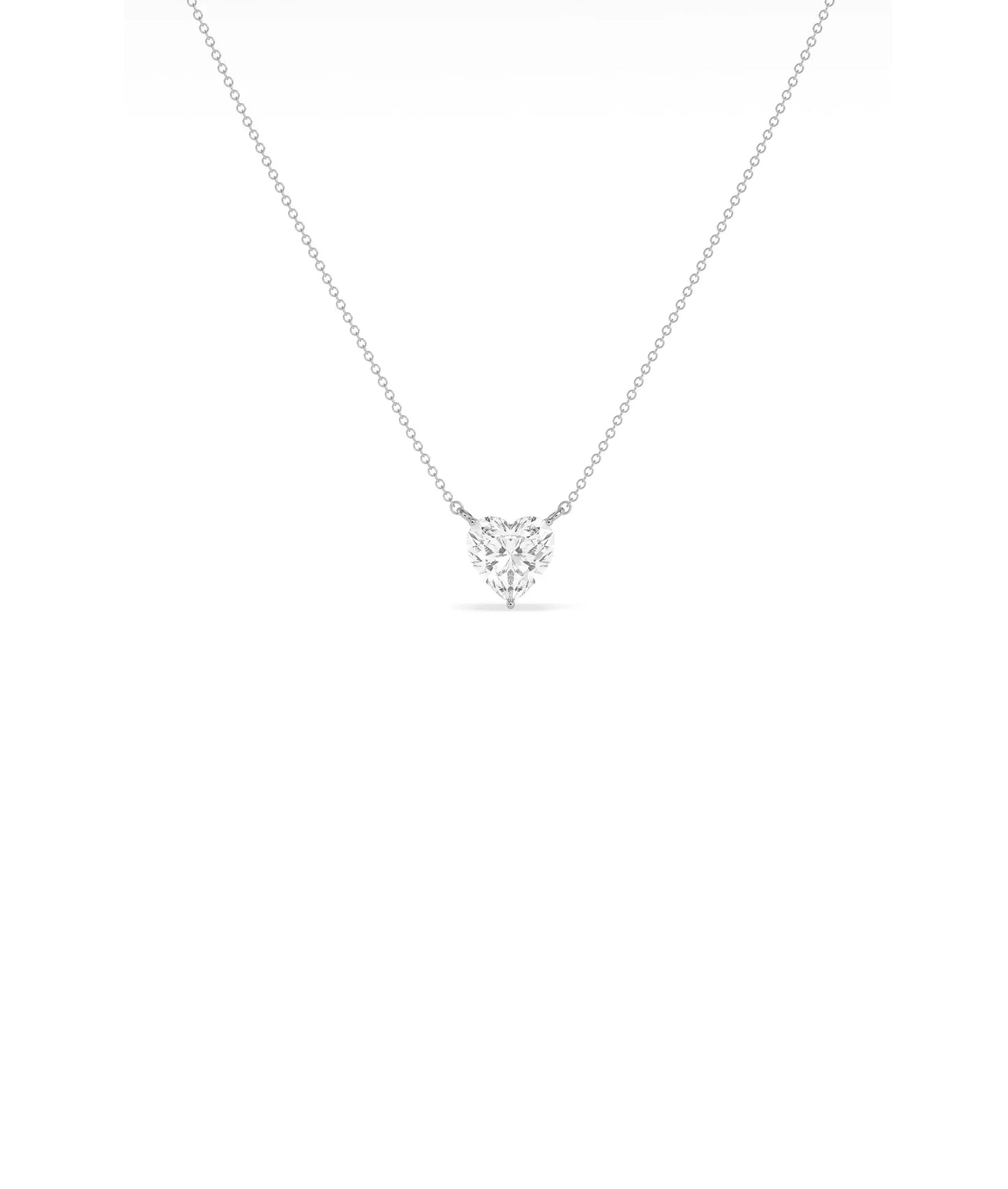 Solitaire Heart Diamond Necklace classic design, sparkling diamond on delicate chain