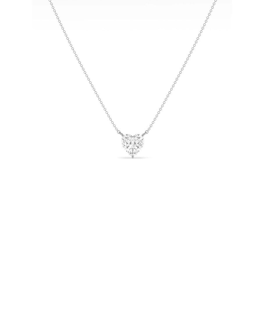 Solitaire Heart Diamond Necklace classic design, sparkling diamond on delicate chain
