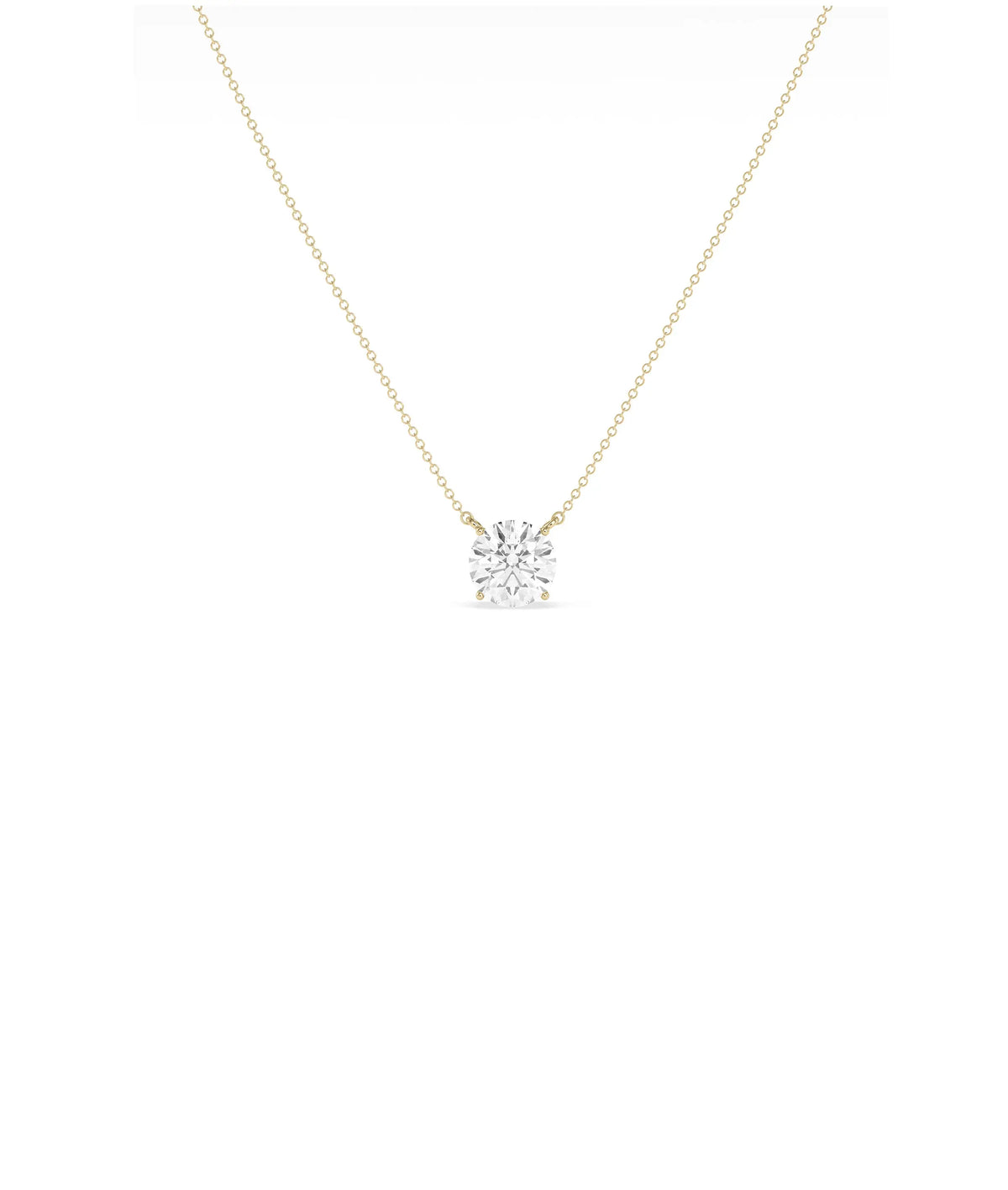 Solitaire Diamond Necklace on solid gold chain, pendant close-up view