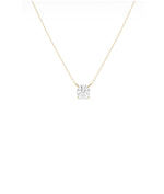Solitaire Diamond Necklace on solid gold chain, pendant close-up view