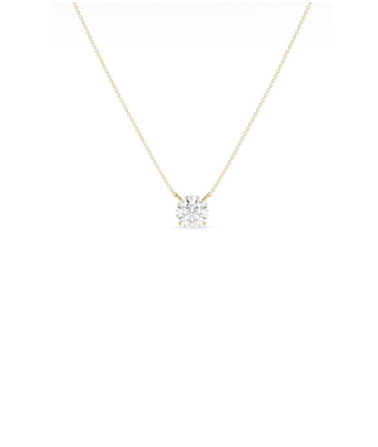 Solitaire Diamond Necklace on solid gold chain, pendant close-up view