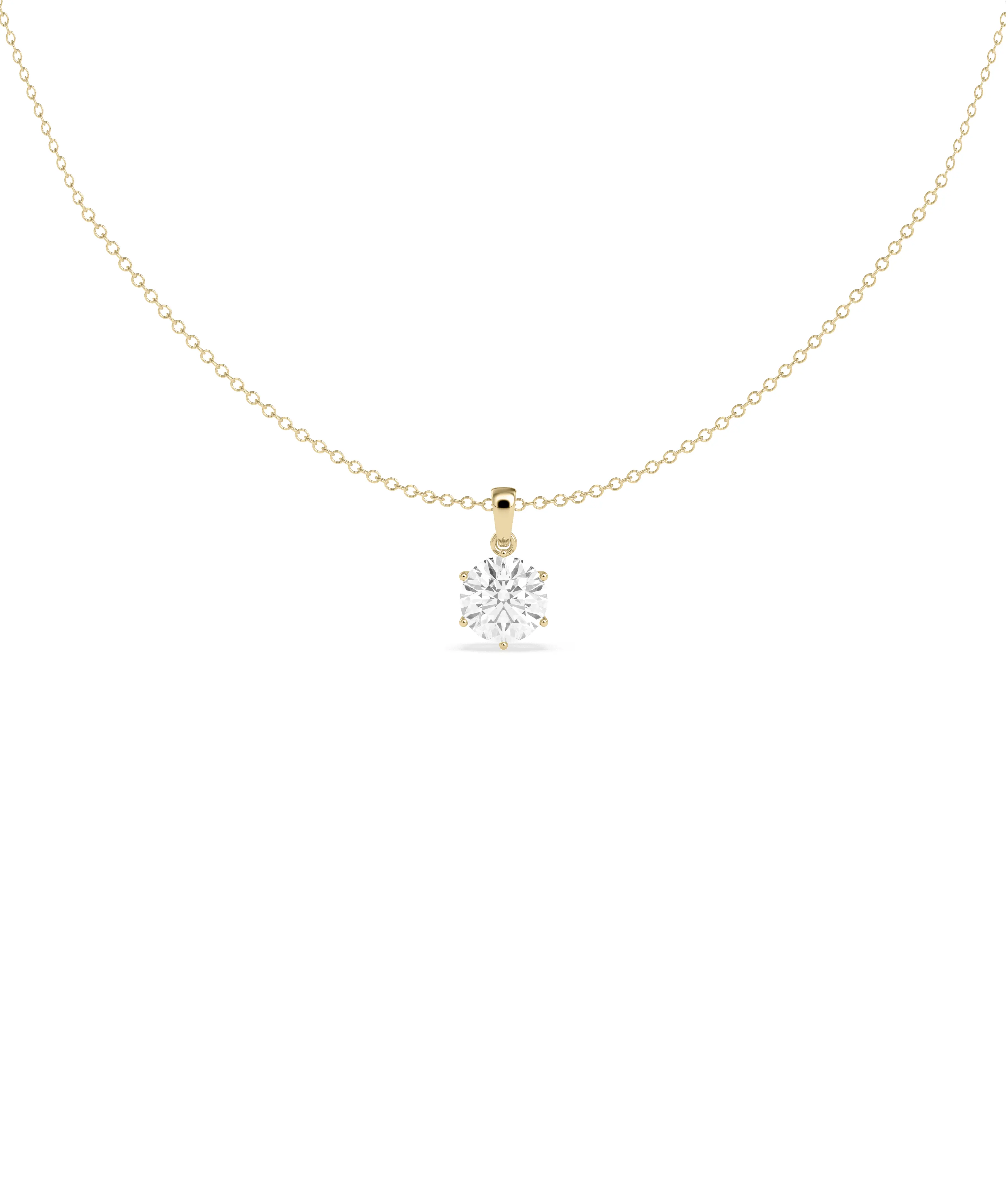 Solitaire 6 Prong Pendant 1 carat diamond in gold six prong setting