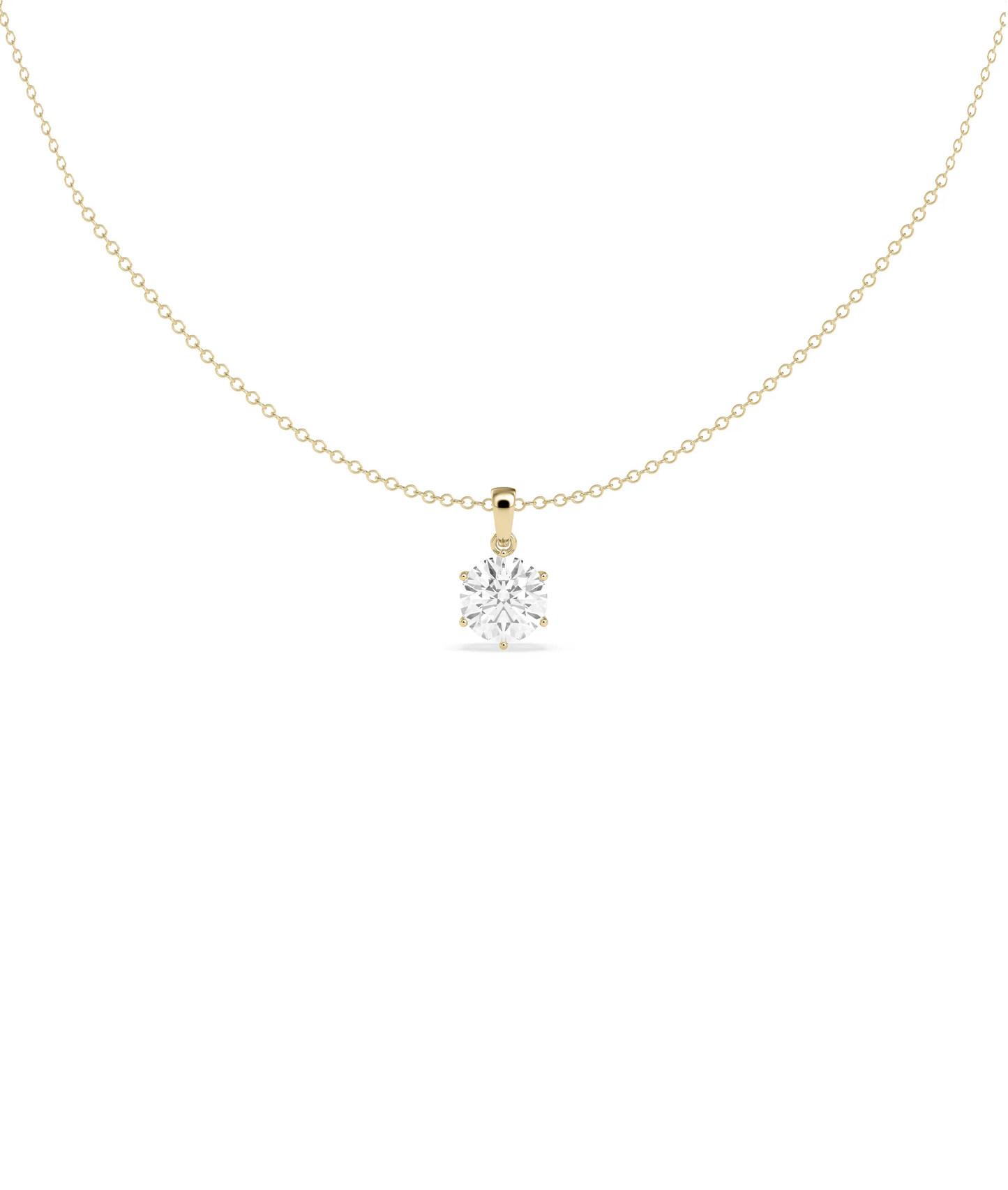 Solitaire 6 Prong Pendant 1 carat diamond in gold six prong setting
