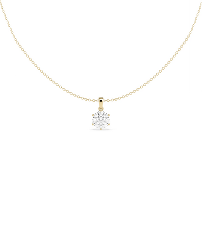 Solitaire 6 Prong Pendant 1 carat diamond in gold six prong setting