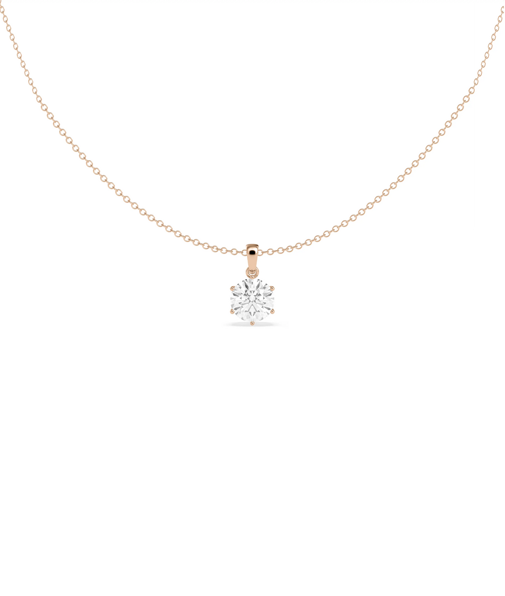 Solitaire 6 Prong Pendant side view displaying prong detail and depth