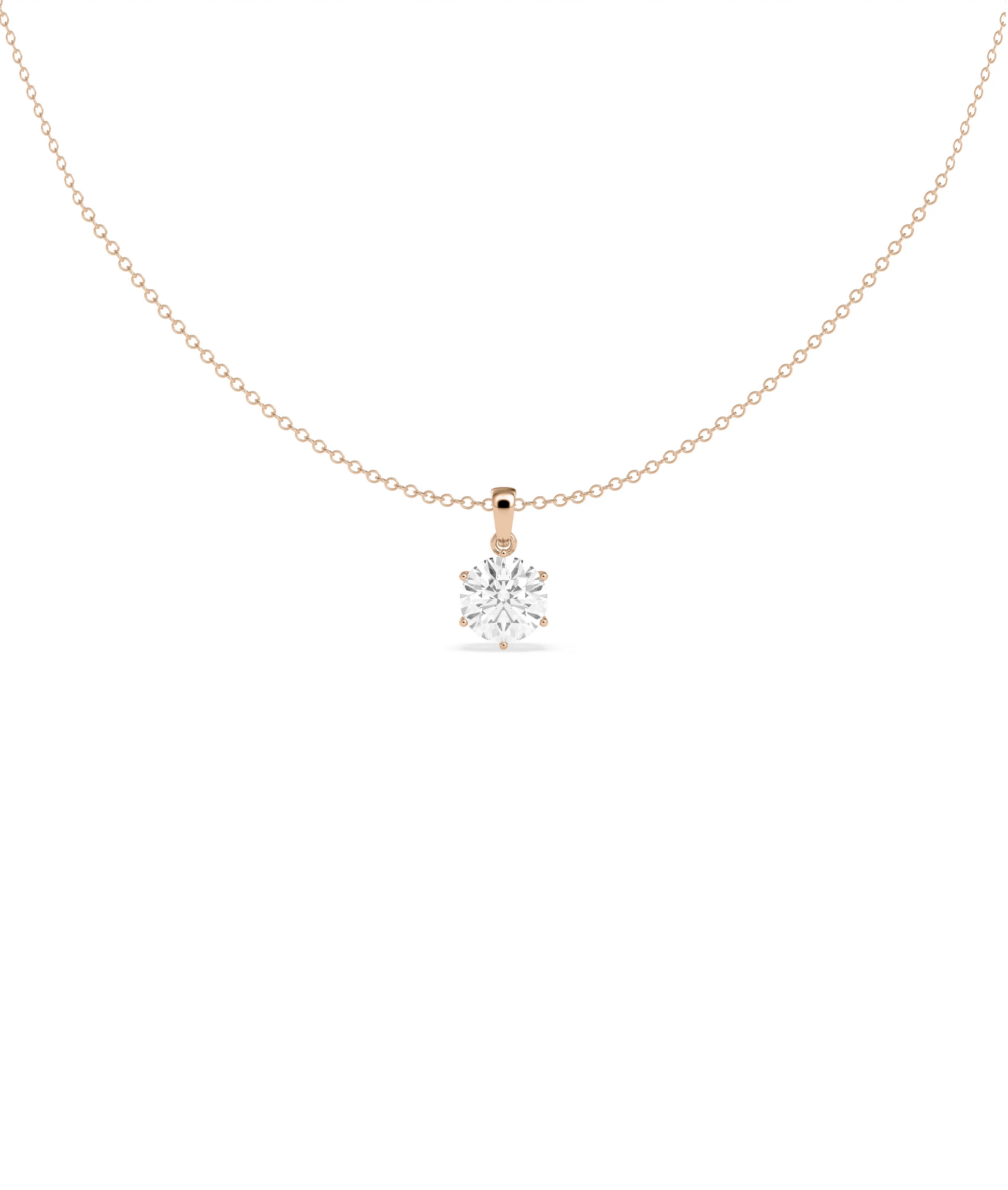 Solitaire 6 Prong Pendant side view displaying prong detail and depth