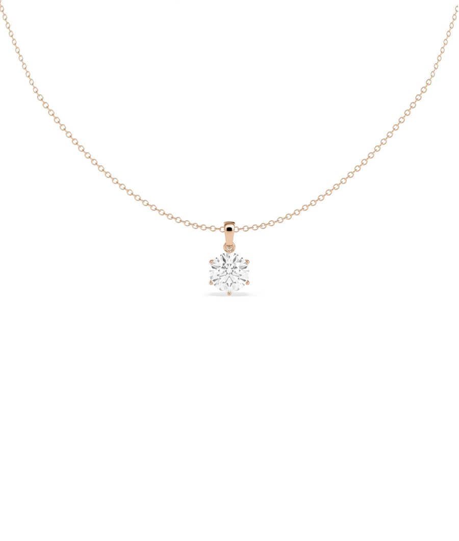Solitaire 6 Prong Pendant side view displaying prong detail and depth
