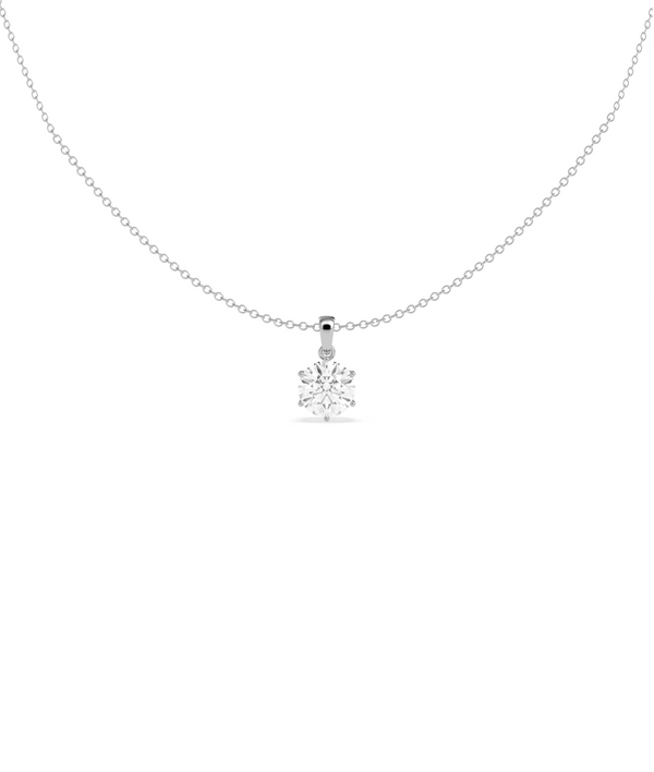 Six prong diamond pendant showing secure setting and brilliant sparkle alternate view