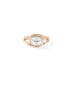Modern bezel setting ring close up of 3 carat diamond in gold frame