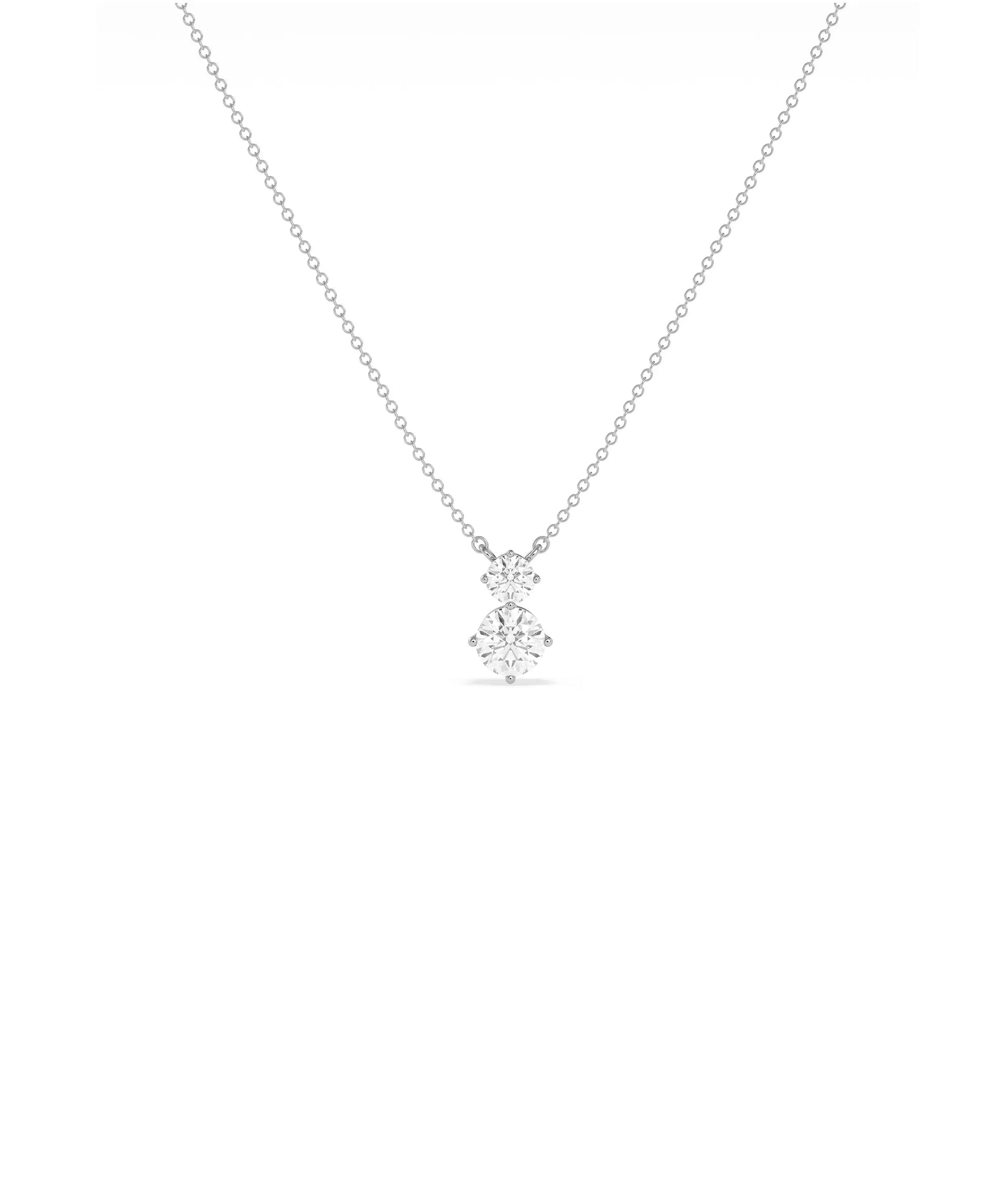 Two stone drop necklace showing diamonds arranged in elegant cascade