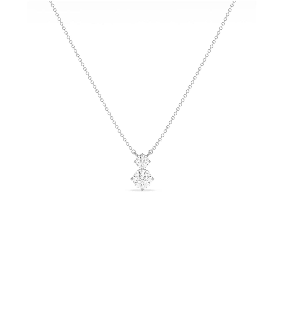 Two stone drop necklace showing diamonds arranged in elegant cascade