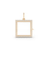 Rose gold diamond square glass locket charm modern geometric design with diamonds