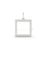 White gold diamond square glass locket charm with brilliant diamond setting
