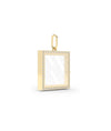 Side profile diamond square glass locket charm showing diamond border and latch