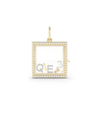 Diamond square glass locket charm styled as luxury piece with layered necklaces