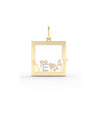 Square Glass Locket Charm Solid Gold