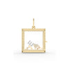 Fluted Square Glass Locket Charm Gold