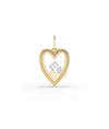 Fluted Heart Glass Locket Charm Gold