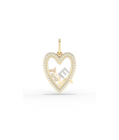Diamond Heart Glass Locket Charm Gold
