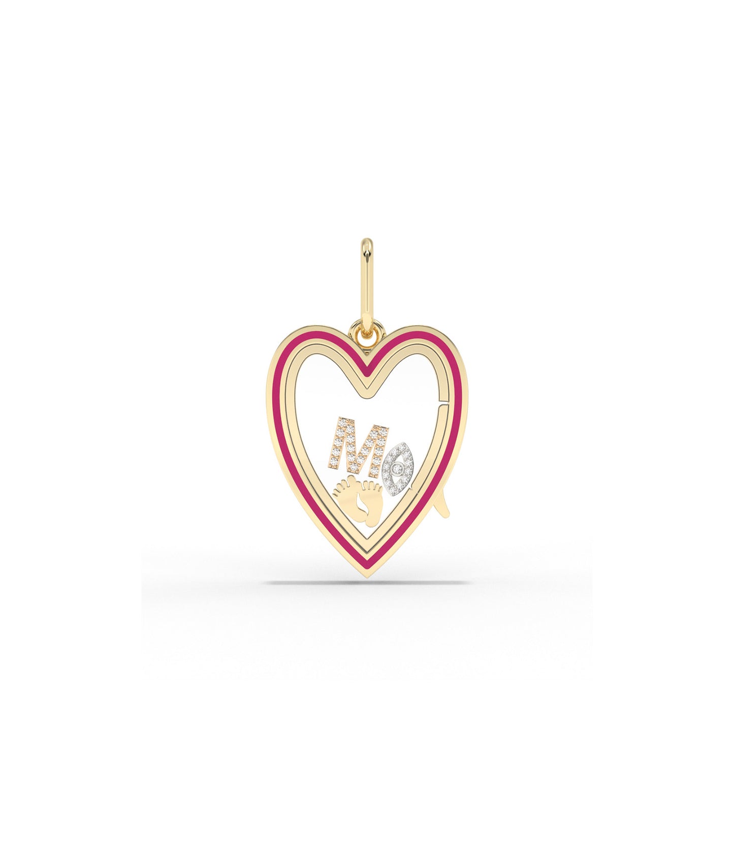 Enamel Heart Glass Locket Charm Gold