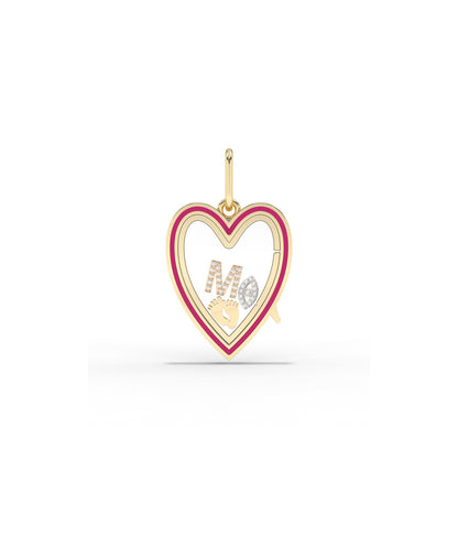Enamel Heart Glass Locket Charm Gold