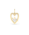 Heart Glass Locket Charm Solid Gold