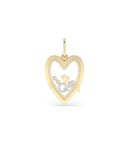 Heart Glass Locket Charm Solid Gold