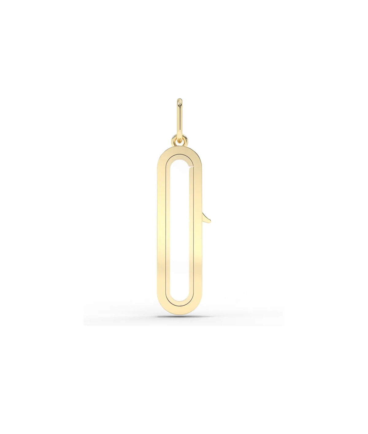 Capsule glass locket charm front view in yellow gold with cylindrical silhouette