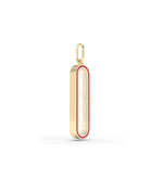 Side view enamel capsule glass locket charm showing elongated shape and latch detail