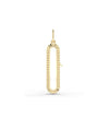 Fluted capsule glass locket charm front view in yellow gold with vertical grooves
