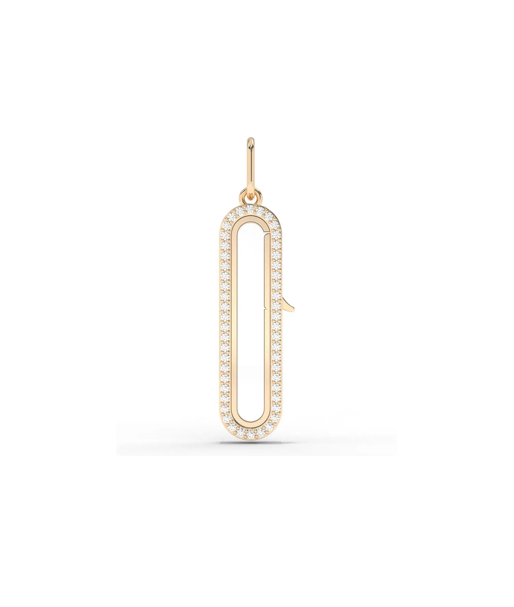 Rose gold diamond capsule glass locket charm elegant elongated design with diamonds