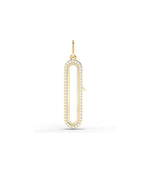 Diamond capsule glass locket charm front view in yellow gold with sparkling diamonds