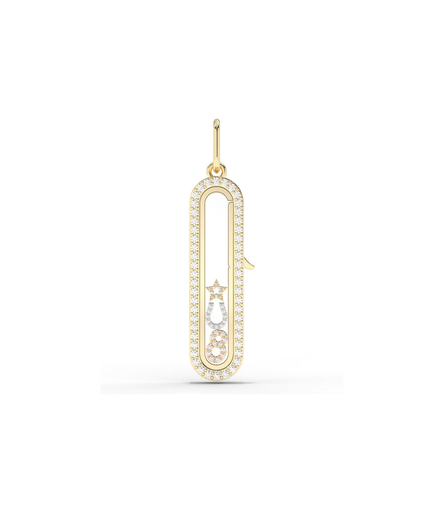 Diamond Capsule Glass Locket Charm Gold