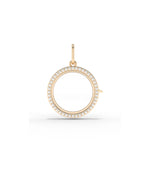 Rose gold diamond circle glass locket charm classic round design with diamonds