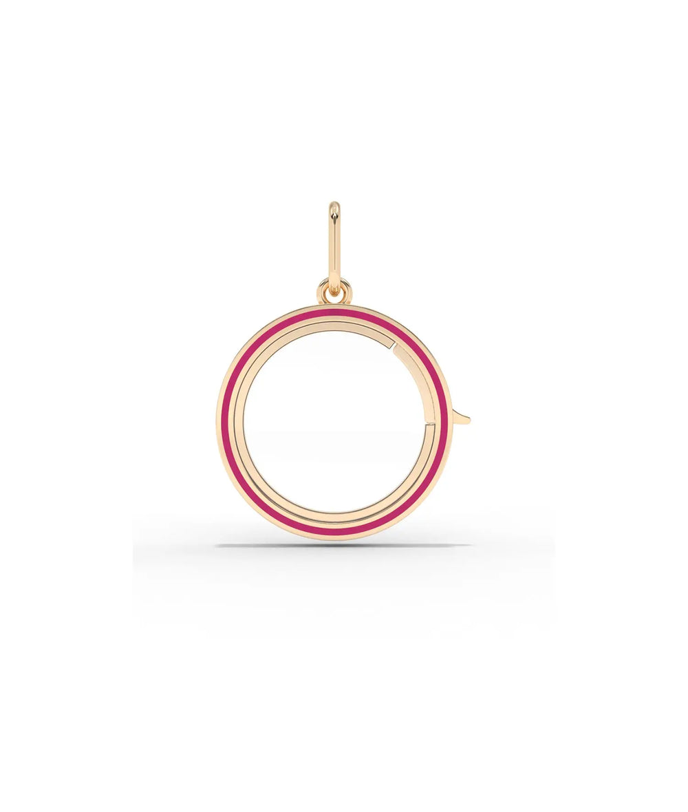 Rose gold enamel circle glass locket charm classic round design with color