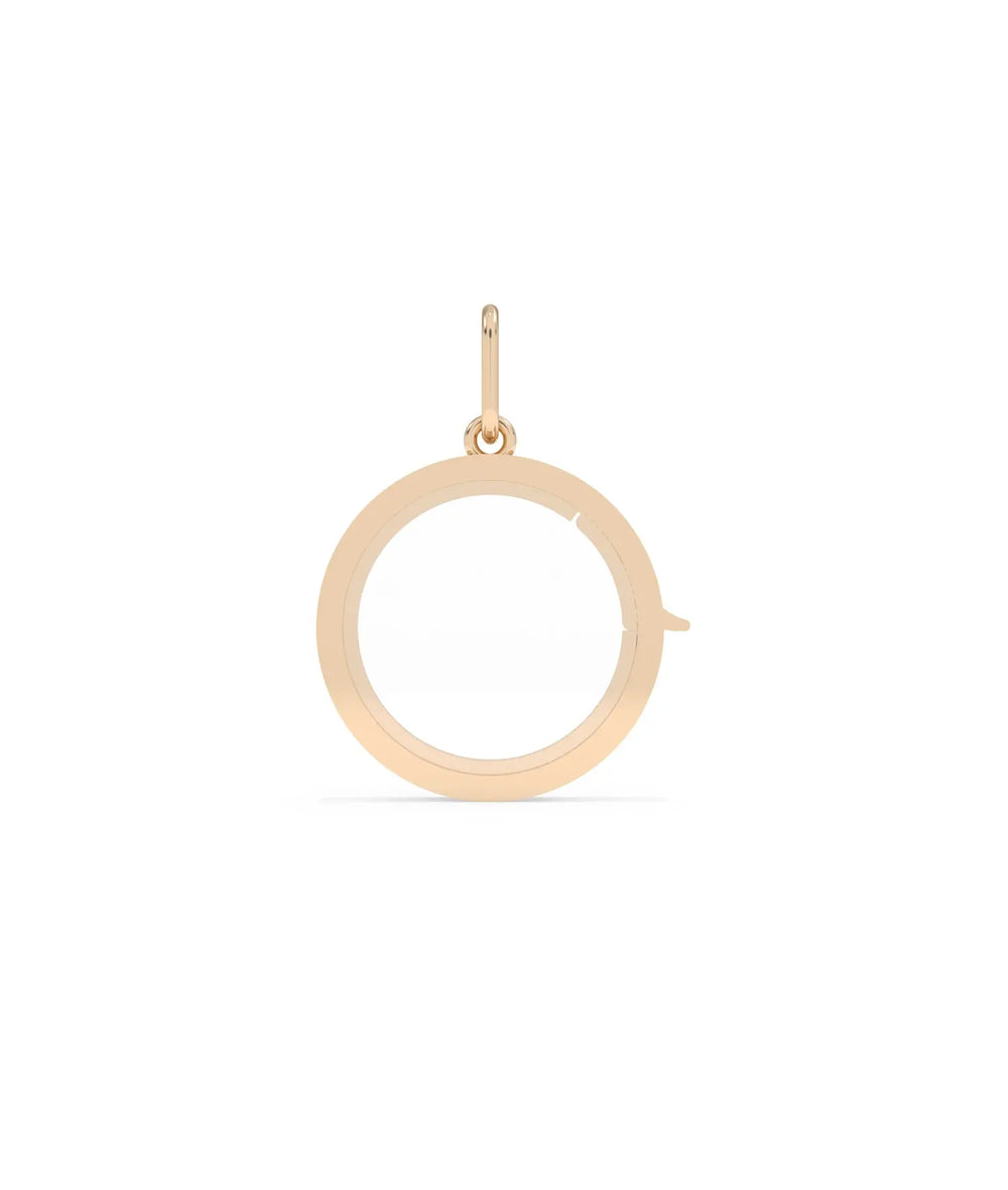 Rose gold solid gold circle glass locket charm timeless circular silhouette