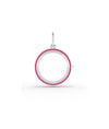 White gold enamel circle glass locket charm with vibrant enamel decoration