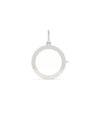 White gold solid gold circle glass locket charm with transparent glass center