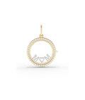 Diamond Circle Glass Locket Charm Gold